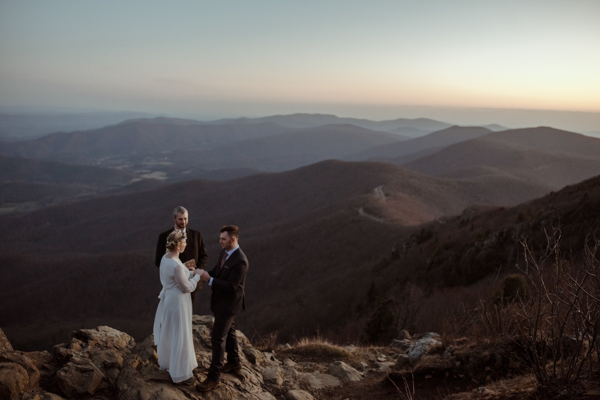March Sunrise Hiking Elopement Ceremony with Friends and Family in Shenandoah National Park_10.jpg