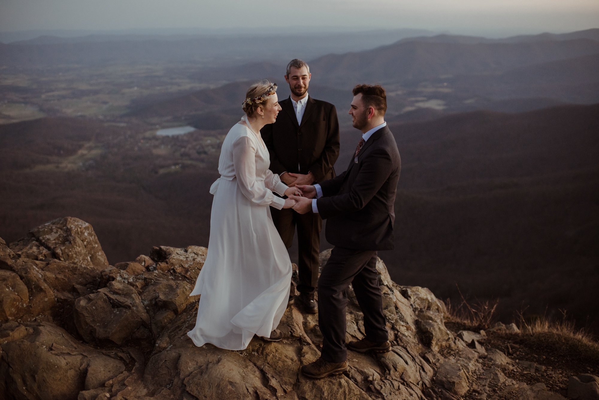 March Sunrise Hiking Elopement Ceremony with Friends and Family in Shenandoah National Park_14.jpg