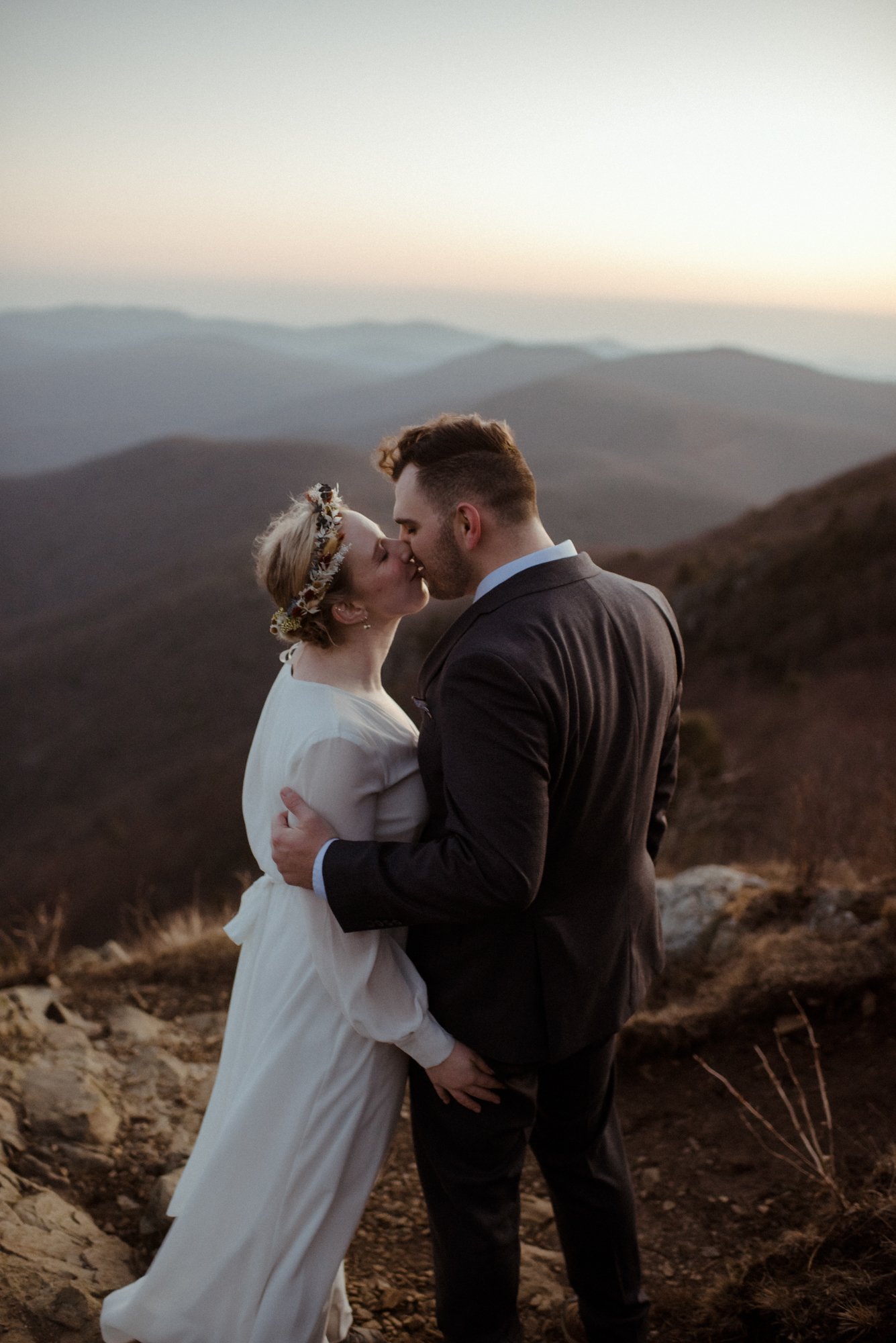 March Sunrise Hiking Elopement Ceremony with Friends and Family in Shenandoah National Park_24.jpg