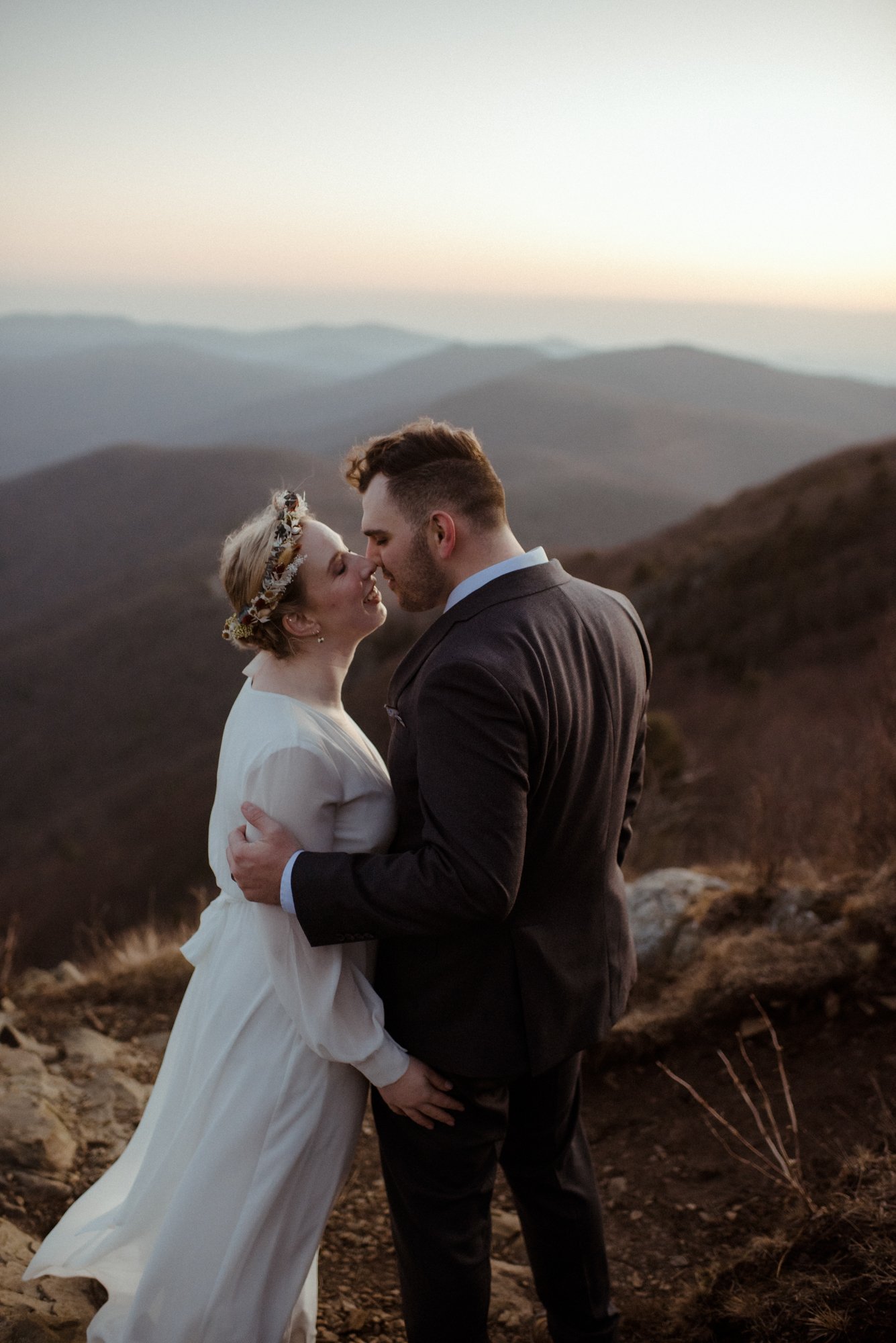 March Sunrise Hiking Elopement Ceremony with Friends and Family in Shenandoah National Park_25.jpg