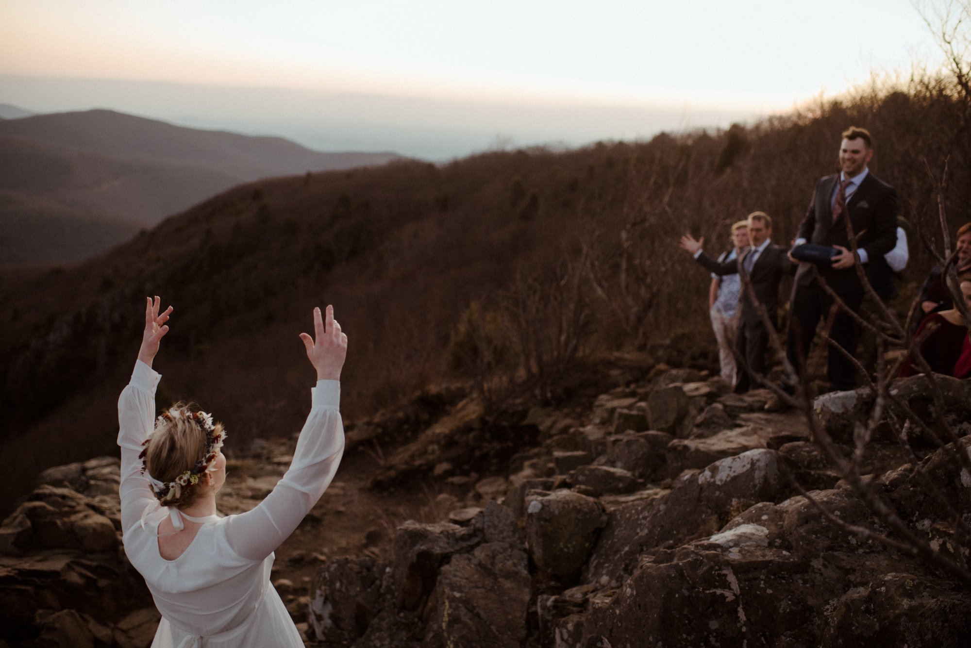 March Sunrise Hiking Elopement Ceremony with Friends and Family in Shenandoah National Park_33.jpg