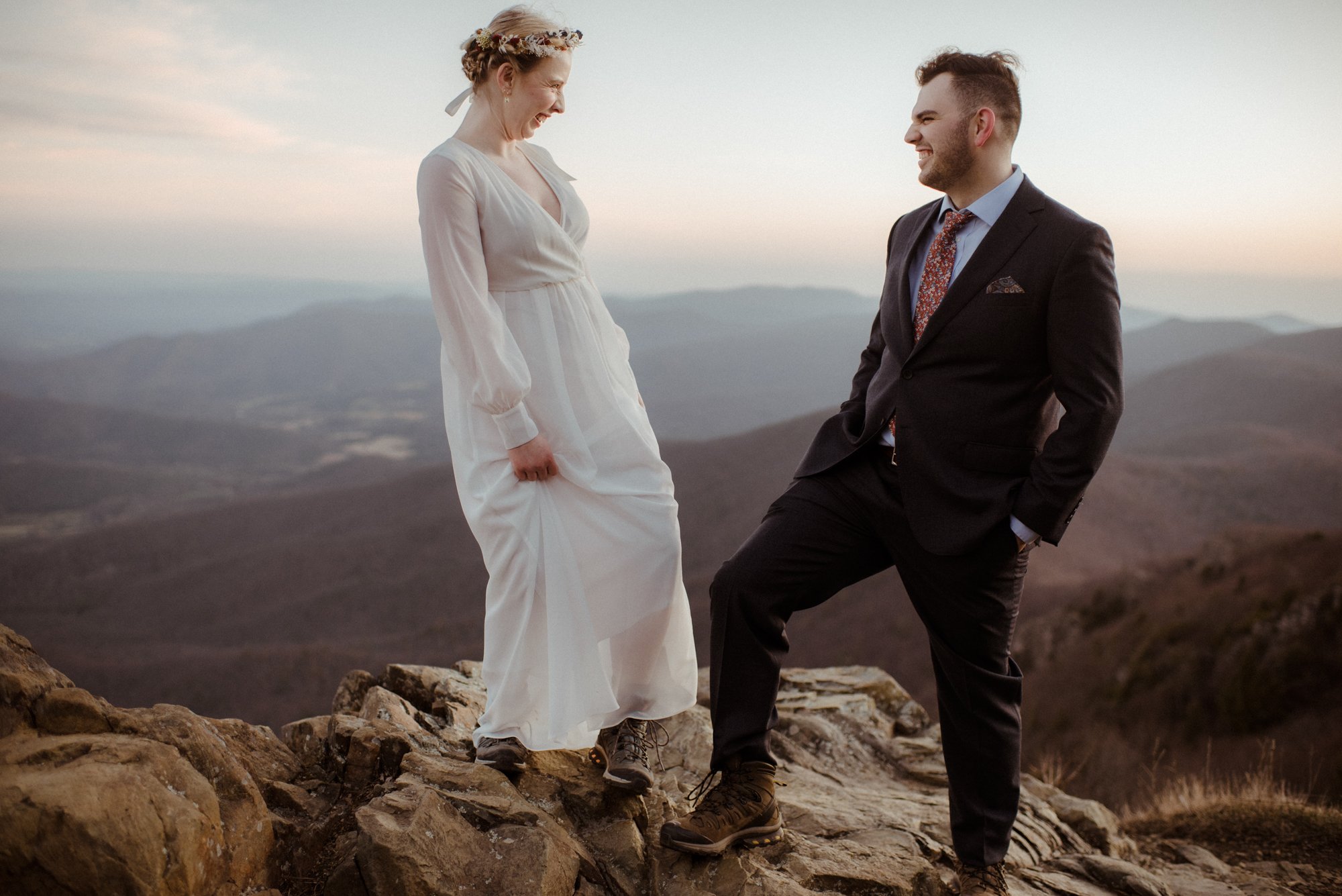 March Sunrise Hiking Elopement Ceremony with Friends and Family in Shenandoah National Park_40.jpg