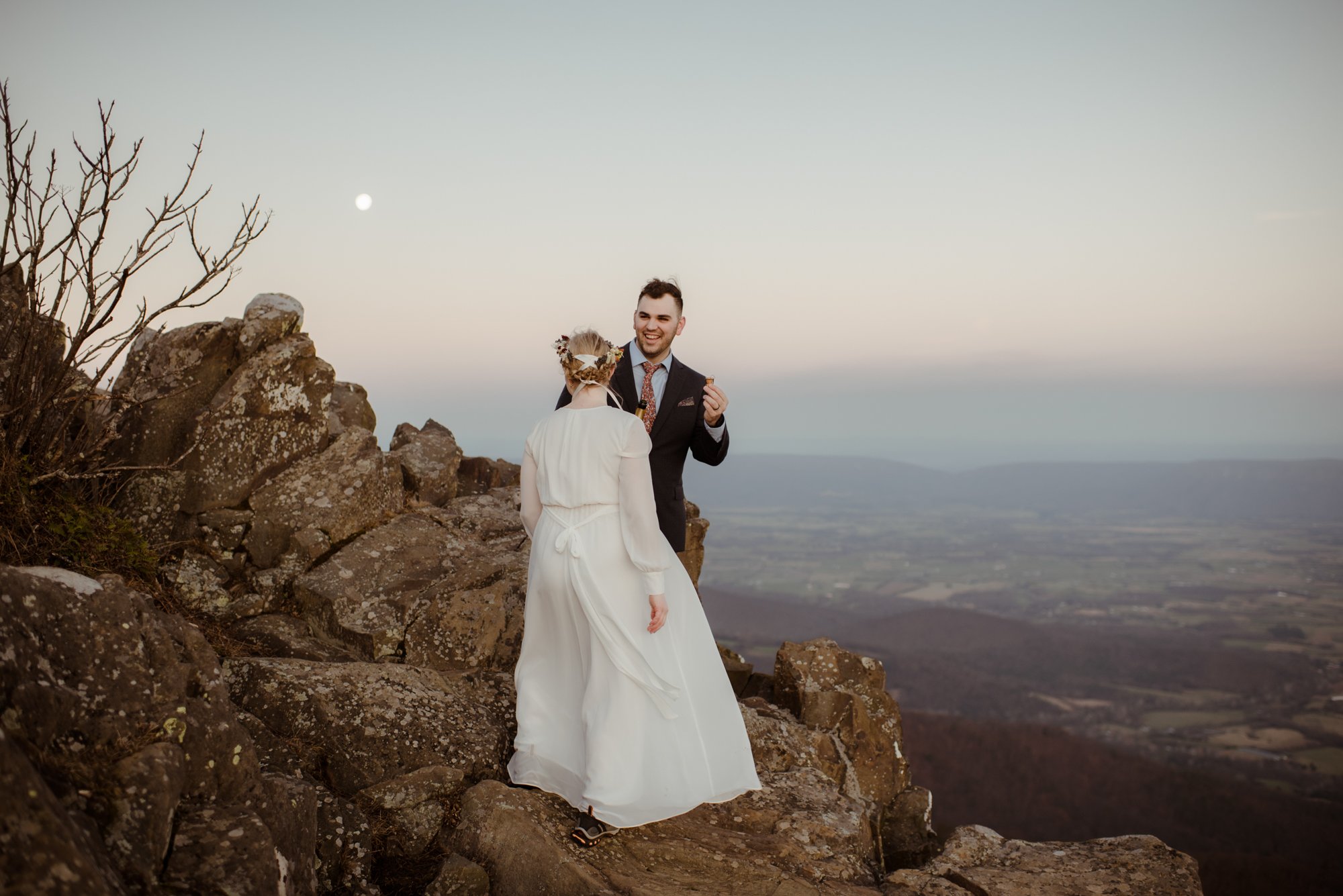 March Sunrise Hiking Elopement Ceremony with Friends and Family in Shenandoah National Park_42.jpg