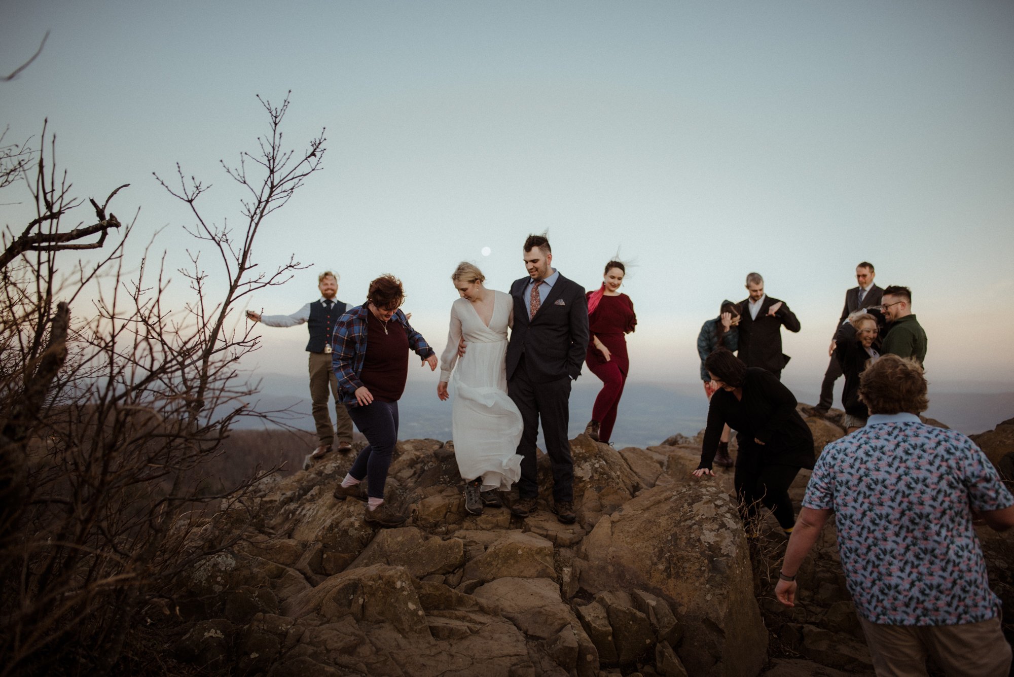 March Sunrise Hiking Elopement Ceremony with Friends and Family in Shenandoah National Park_50.jpg