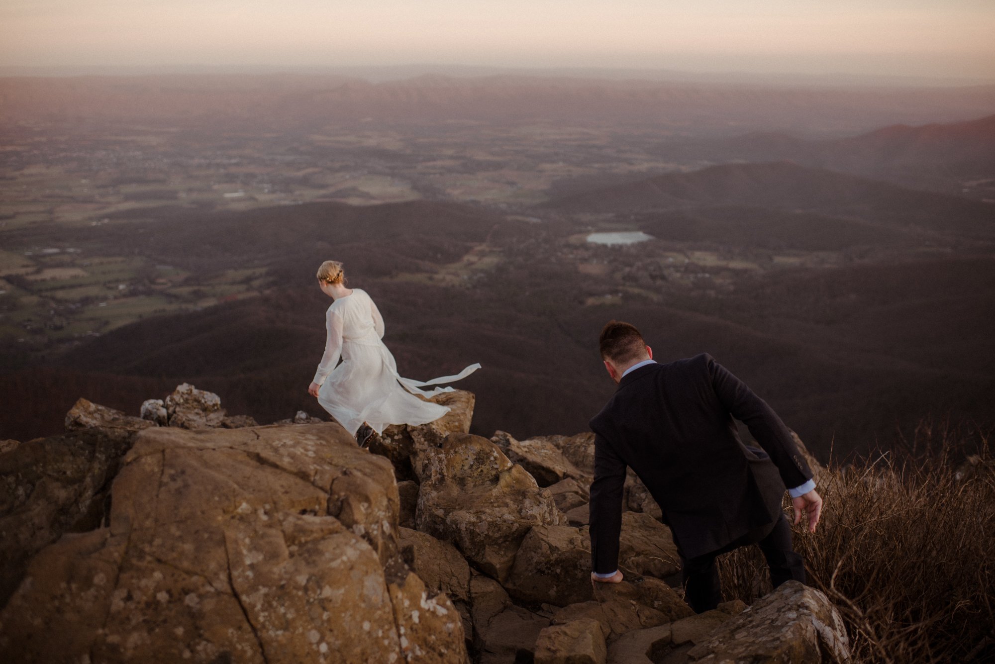 March Sunrise Hiking Elopement Ceremony with Friends and Family in Shenandoah National Park_63.jpg