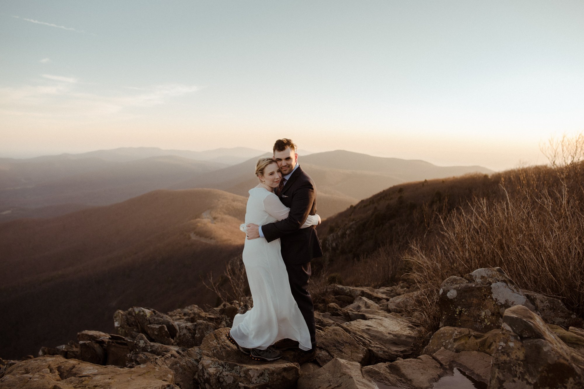 March Sunrise Hiking Elopement Ceremony with Friends and Family in Shenandoah National Park_74.jpg