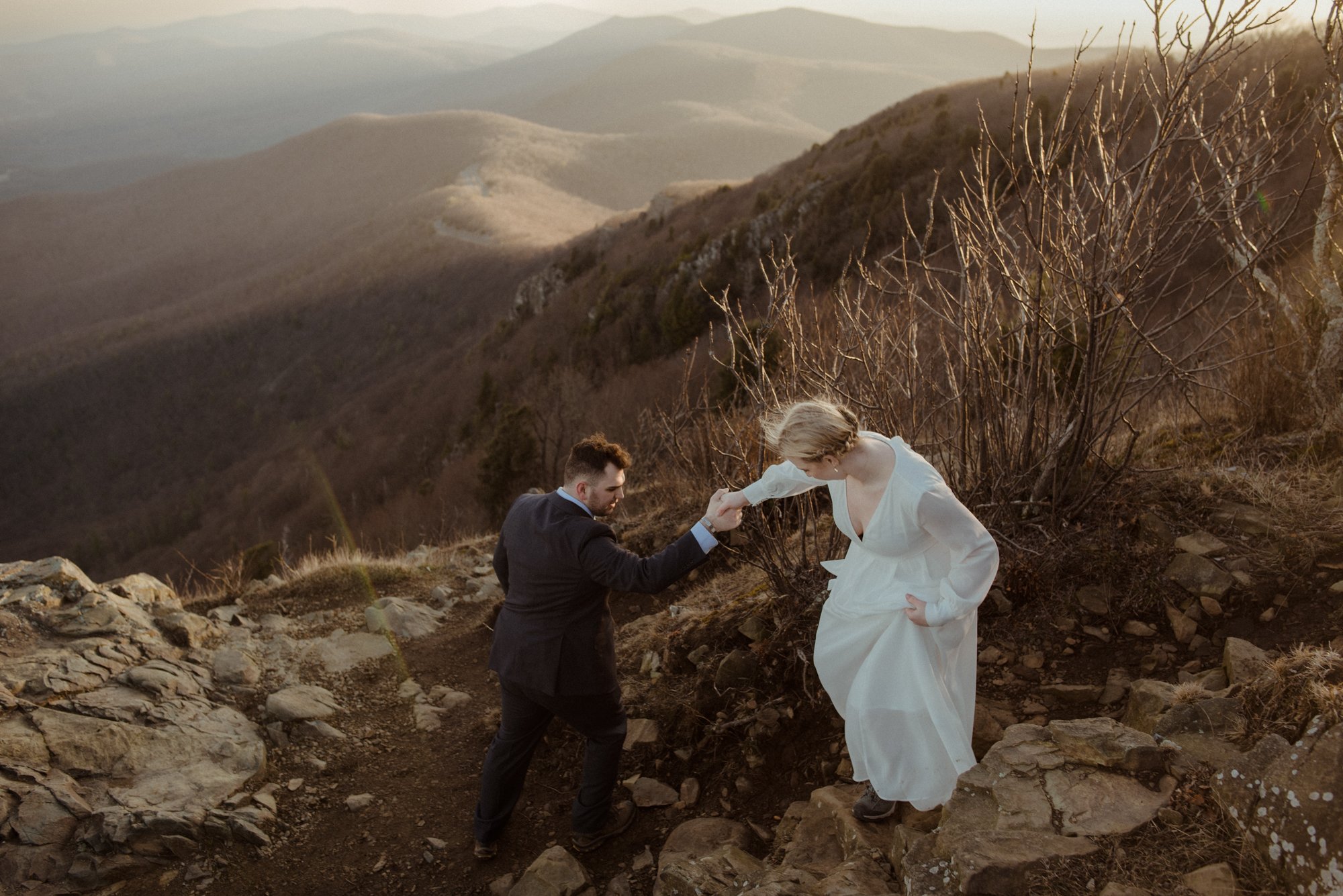 March Sunrise Hiking Elopement Ceremony with Friends and Family in Shenandoah National Park_92.jpg