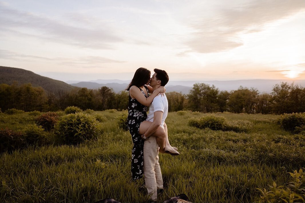 Sneak peeks from this weekend&rsquo;s engagement session! We started off fancy at one overlook, then switched outfits and went to the next overlook where they brought a picnic basket and icecream with cones to share while they danced and watched the 