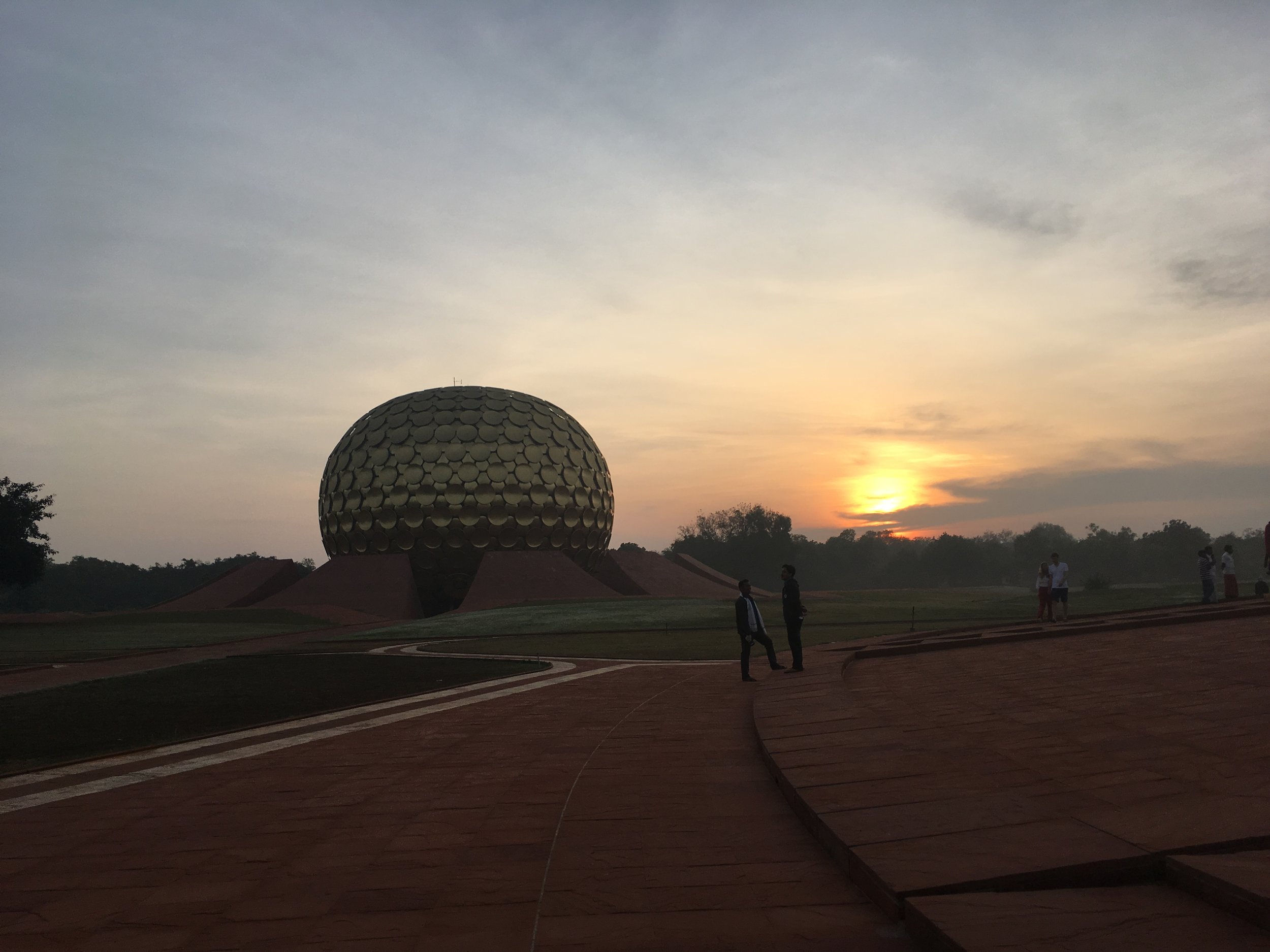 Center of Auroville- Maitri Mandir at sunrise