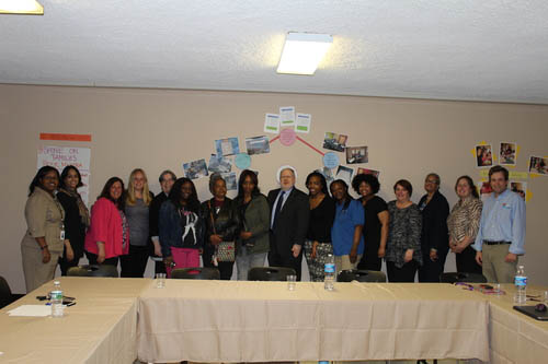 Assistant Secretary Mark Greenberg (center) with parents and staff including CEO Henry Wilde (far right) and Camden/Philadelphia Executive Director Victoria Ankrah (far left)