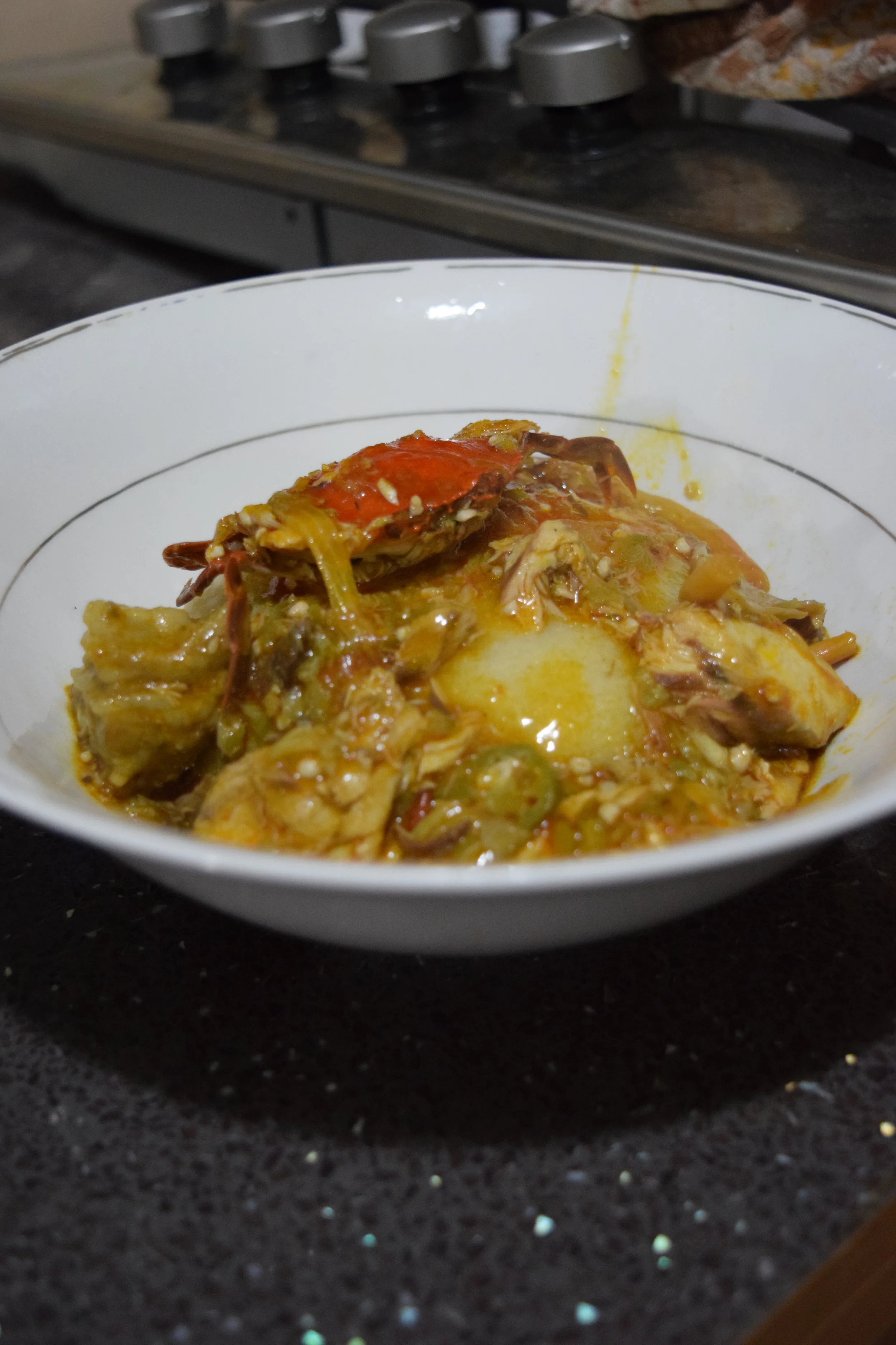 The finished product: banku and okro soup.