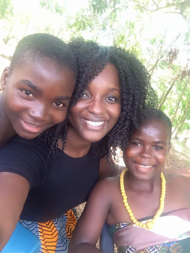 With two of the wonderful young ladies I met. Akpe for spending time with me!