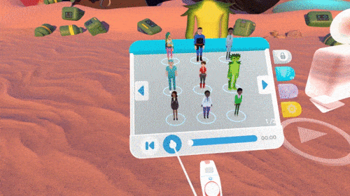 I teamed up with the lead engineer to bring that design into the app. The playback timeline was also moved to the front as it was an important and frequent interaction. In order to prevent users from selecting a character or prop in the middle of