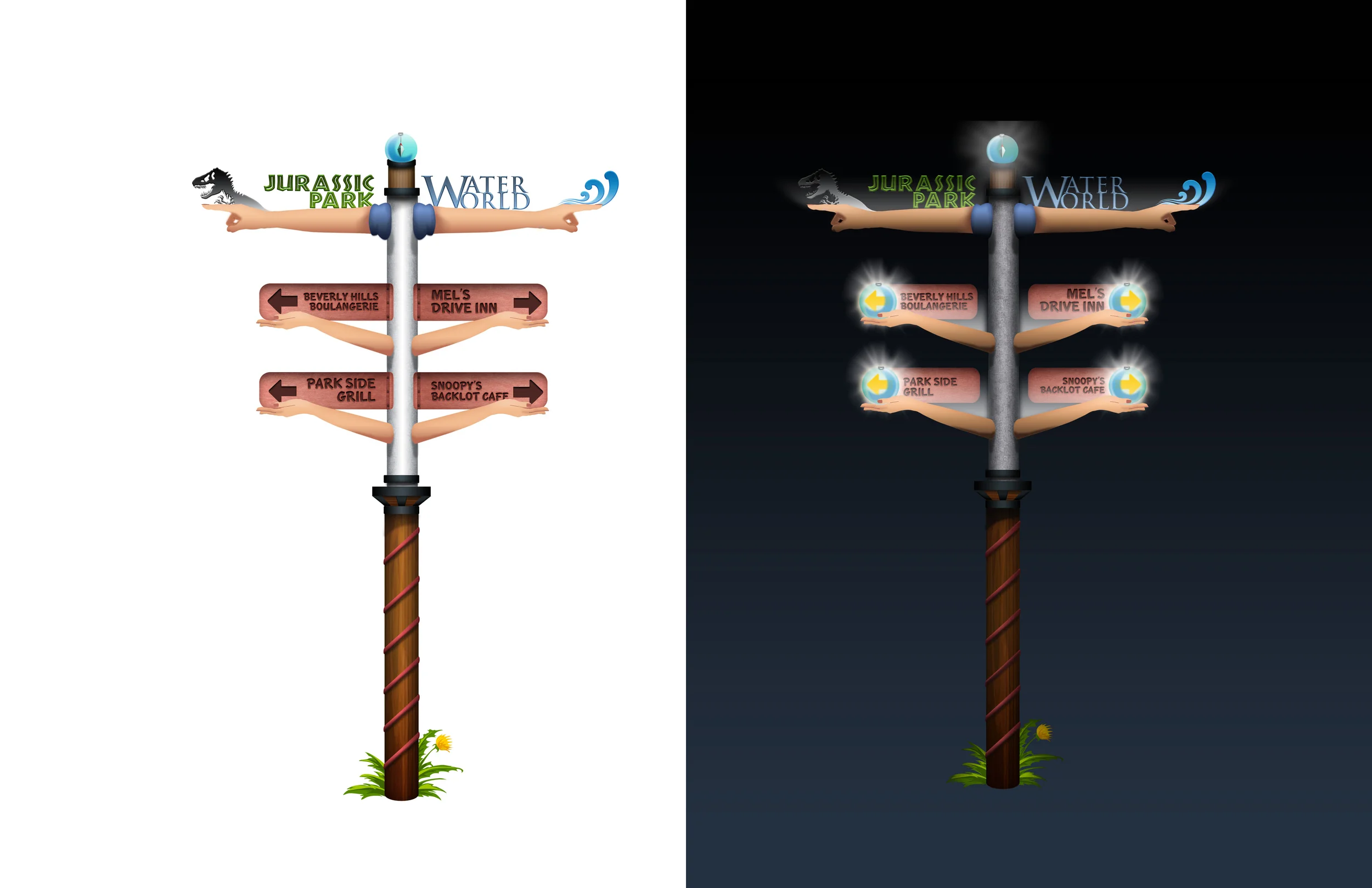 Direction Pole Sign