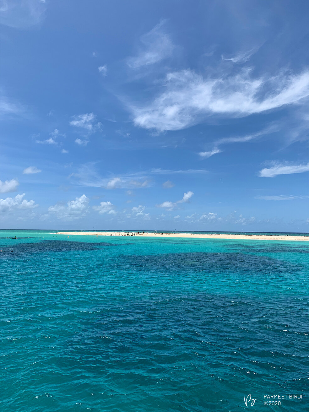  Michaelmas Cay – the dark blue areas of the water are corals! 