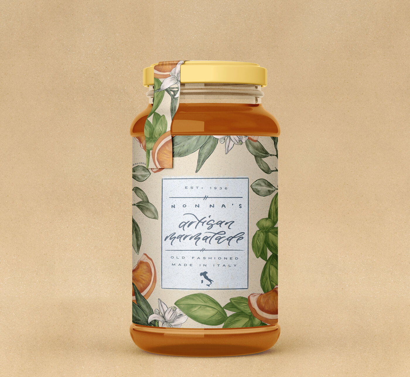  Coloured illustrations to create an artisan marmalade label. Created using Photoshop 