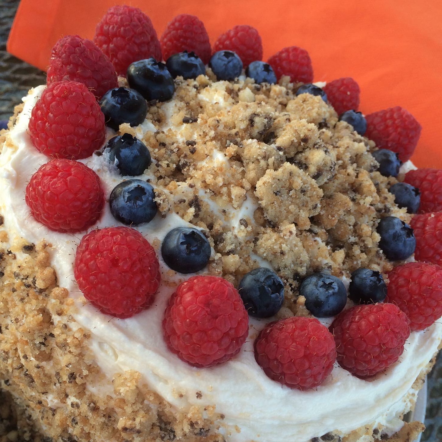 Lemon Berry Birthday Cake with Chocolate Chip Crumble