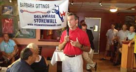 Congressman John Carney speaks at a 2013 Stonewall Democrats event.