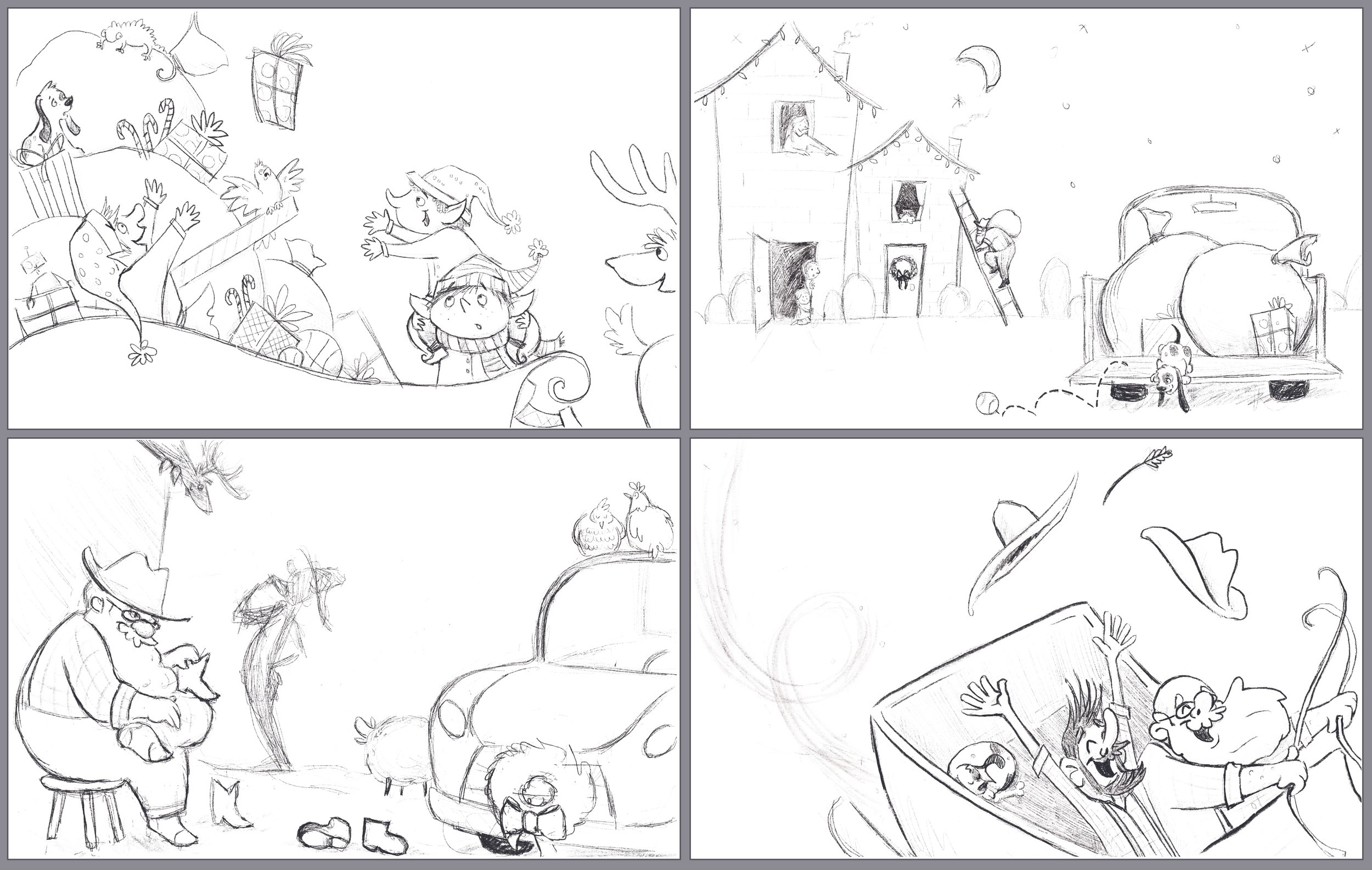 Sketches for The Year Santa Drove a Pickup Truck