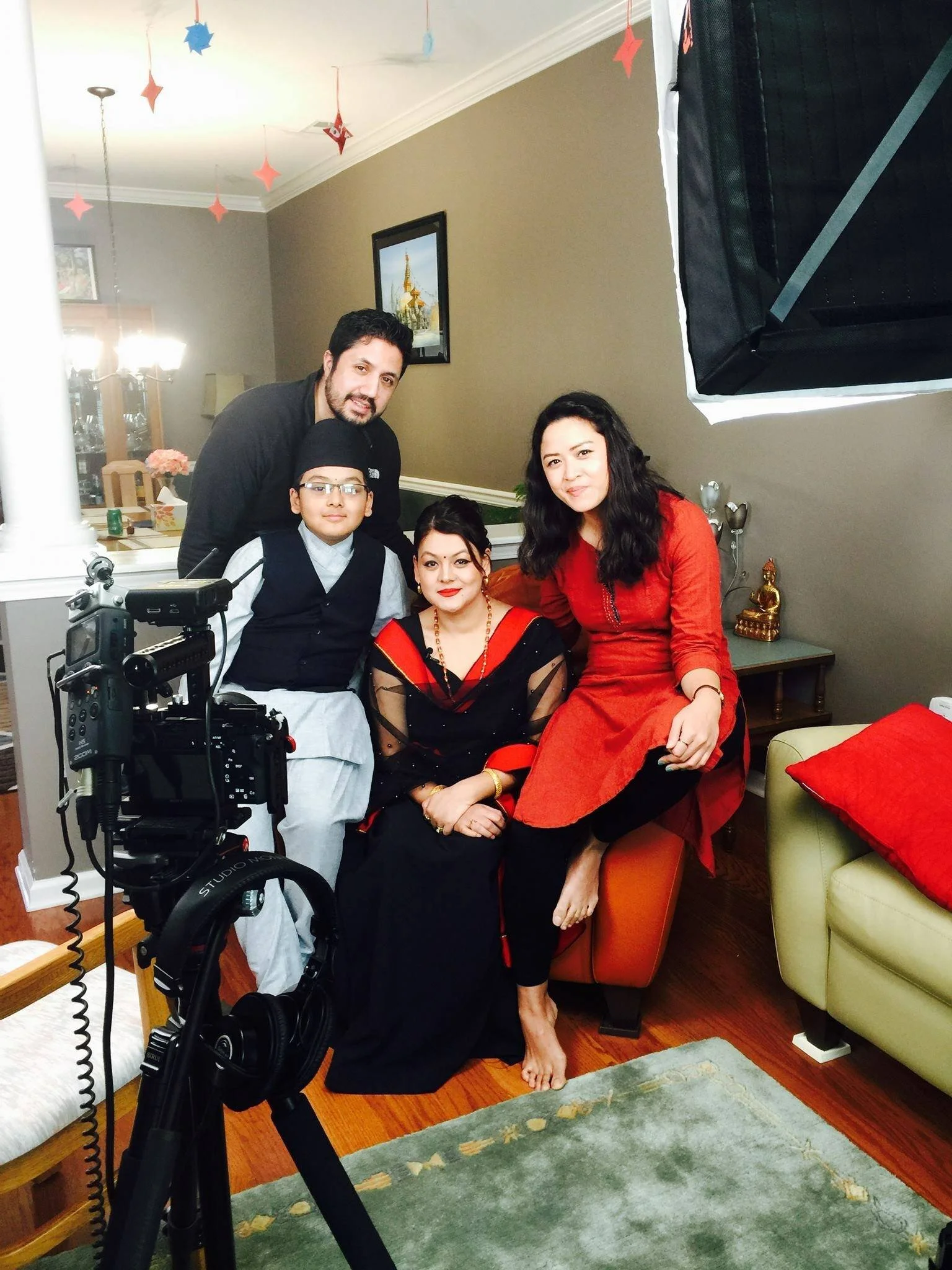 Behind the lens during a cultural how-to video — part of a series born from Reviving Nepal Bhasa , created to pass on sacred traditions through film.