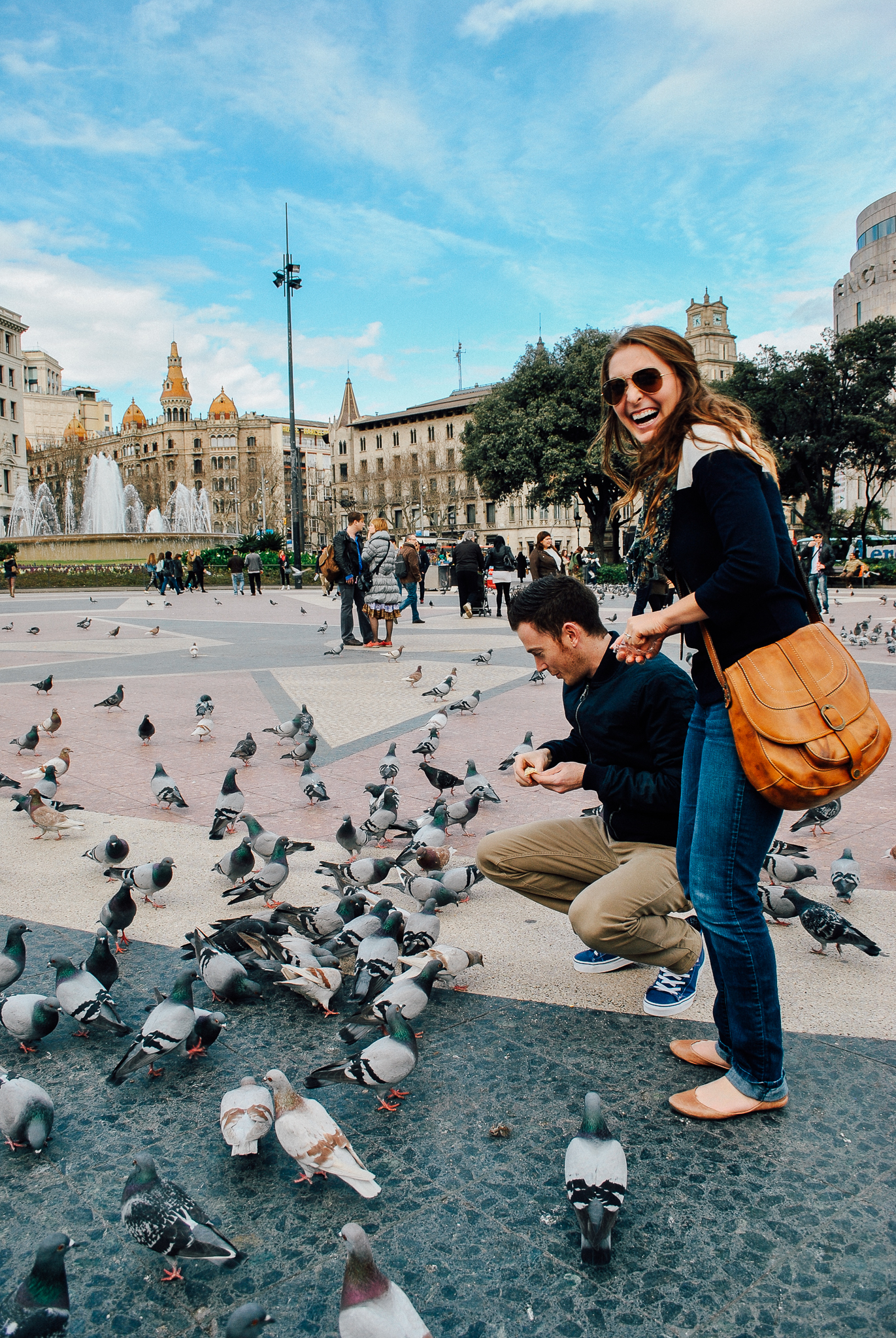 Feeding pigeons just because