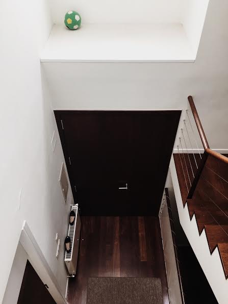 5.16 / 12:14 post meridiem // The kids play hard 24/7. Earlier I was asked to get this ball off the skylight (there's a window above). I asked Jaime to fetch me a broom and retrieved it for him. 10 minutes later I walk by and the ball is back. Lesson not learned! 