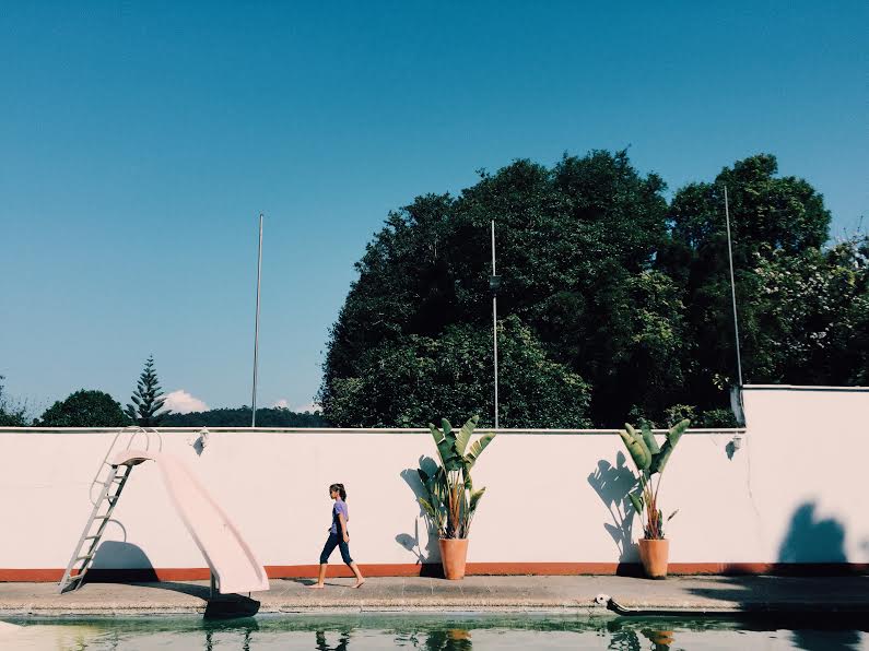 One of the pool walls 