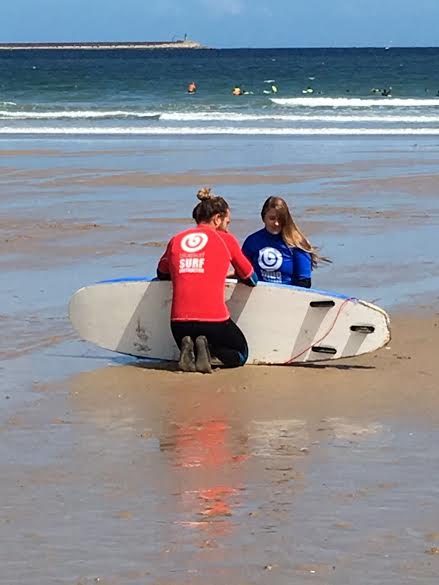 My instructor explaining the anatomy and process of surfing