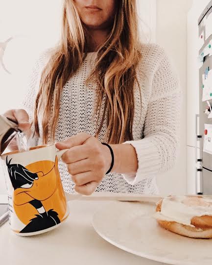 5.21 / 9:52 ante meridiem // Most of the mugs here are funny or cute because of the kids. Saturday morning I slept in a little and made myself eggs inside a bagel. Of course I made my morning tea. Tea time is a cozy, meditative time to think and rejuvenate. 