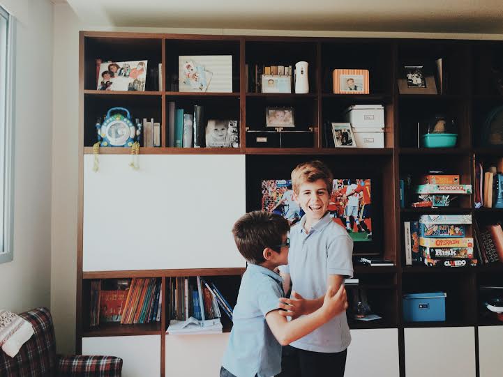 part 2 of Spain-scored-a-goal!! Watching brothers celebrate a football goal and running up and down the hall is pretty cute. 