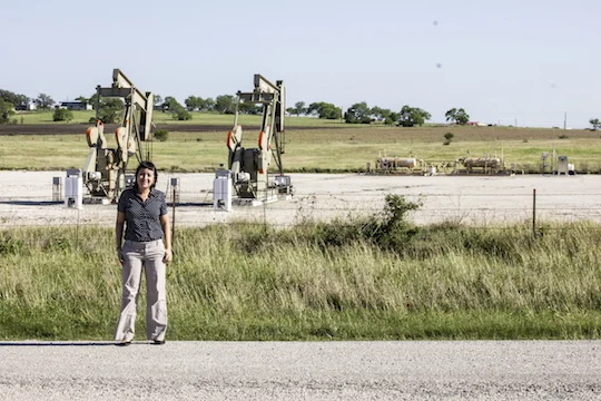 Outside the detention center in Karnes City, Texas—there isn't much around. Except for a lot of oil rigs; there are many of those.