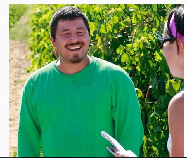 Stop #1 -- California Rural Legal Assistance / Delano, California: Talking in the fields with a farmworker in Lamont, California