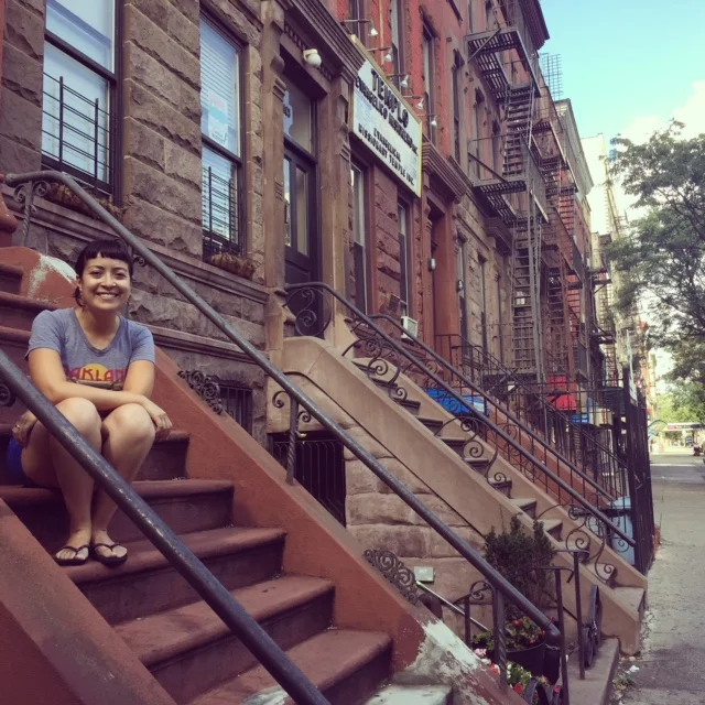 On the front steps of The Grail -- the community services org I am working with in the South Bronx for the next couple months.