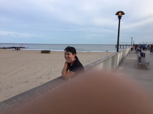A rarer moment of personal space on Brooklyn's Coney Island this past weekend (w/a friend's thumb sharing the photo)