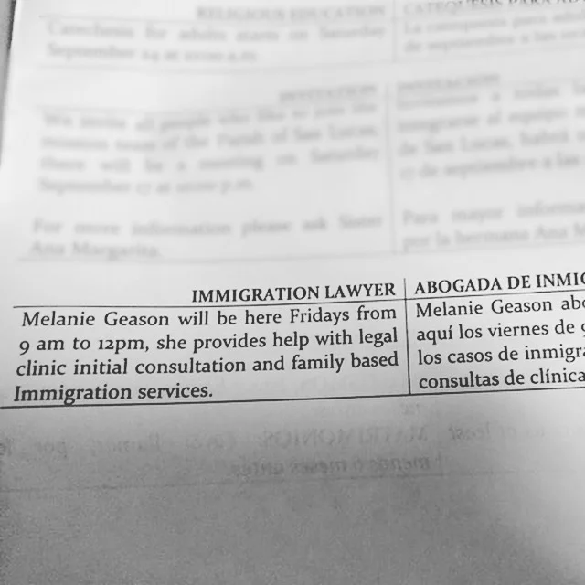 My clinic running in the local church bulletin