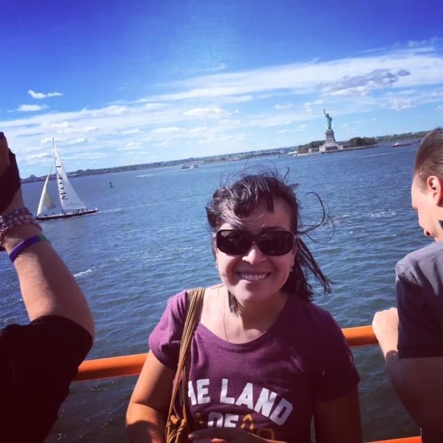 In front of the Statute of Liberty recently