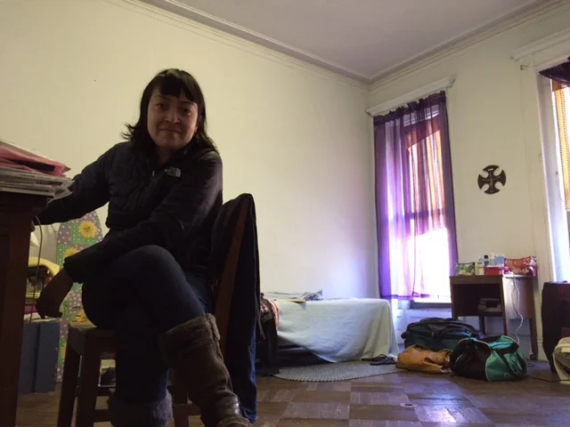 Me in my shared room -- this is my half of the space (the other half belongs to my roommate who was born and raised here in the Bronx).