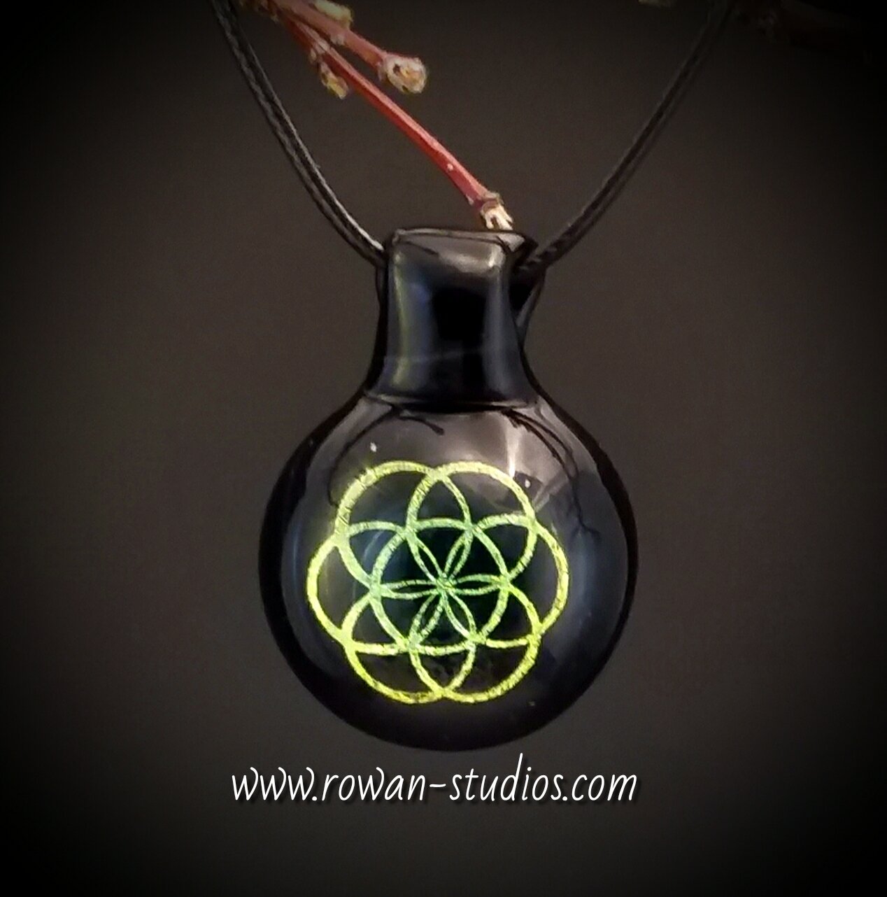 Sacred Geo Gold Dichroic Glass Pendant