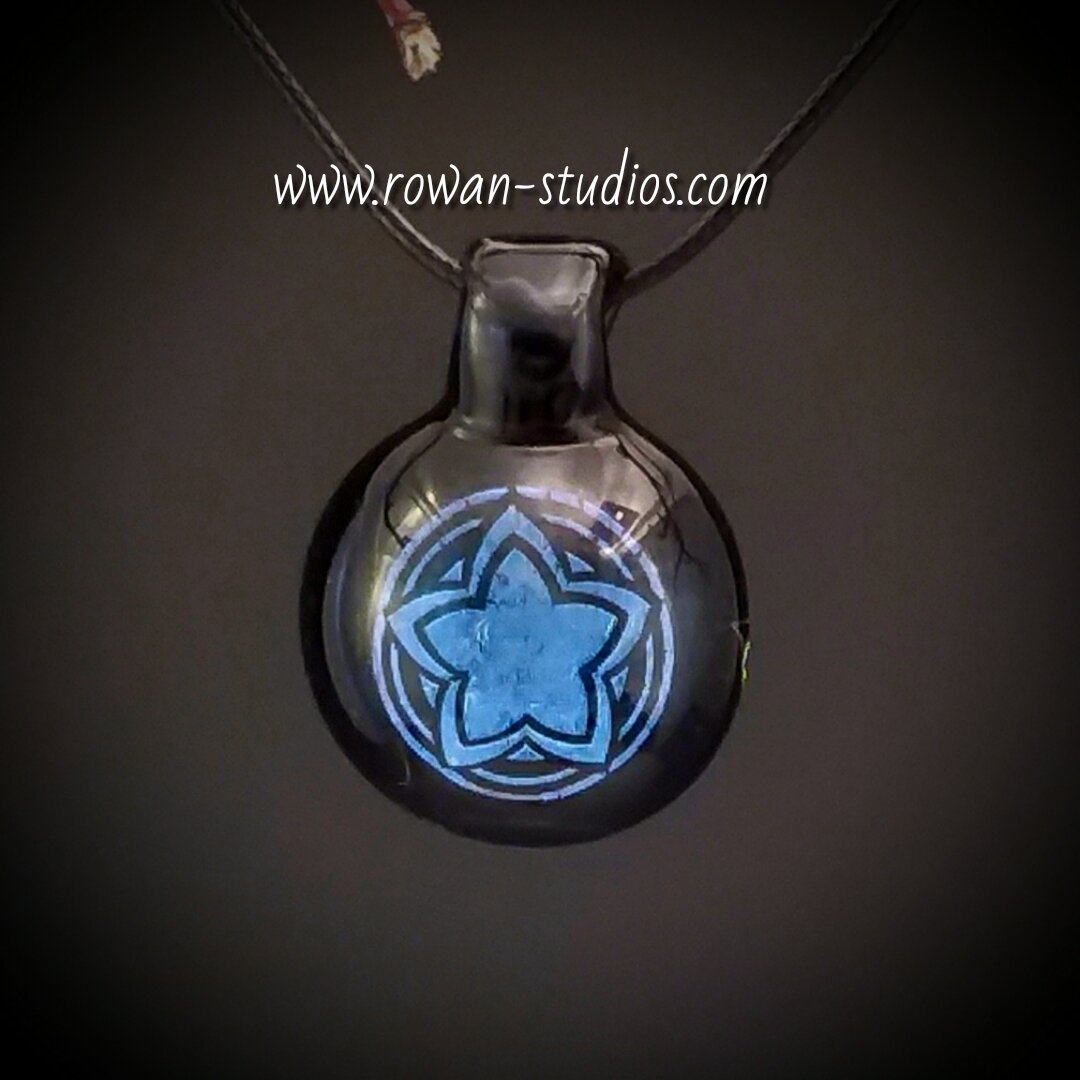 StarFlower BlueSlate Geo Dichroic Glass Pendant