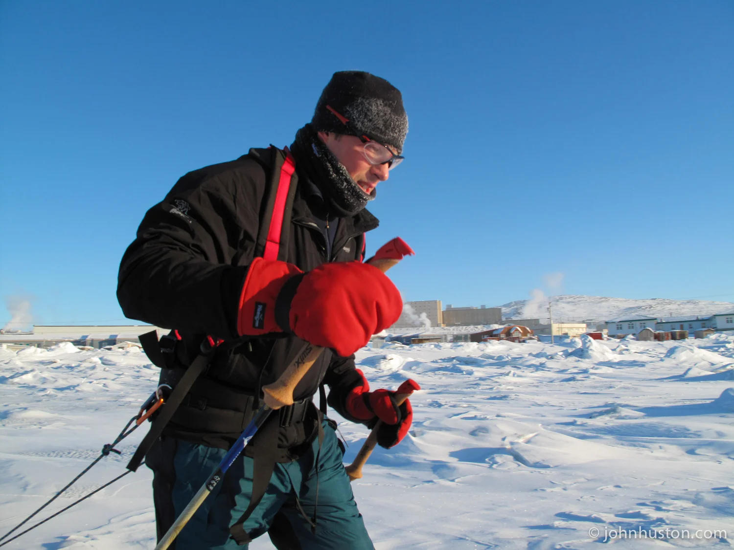 Tyler, with Iqaluit in the background.