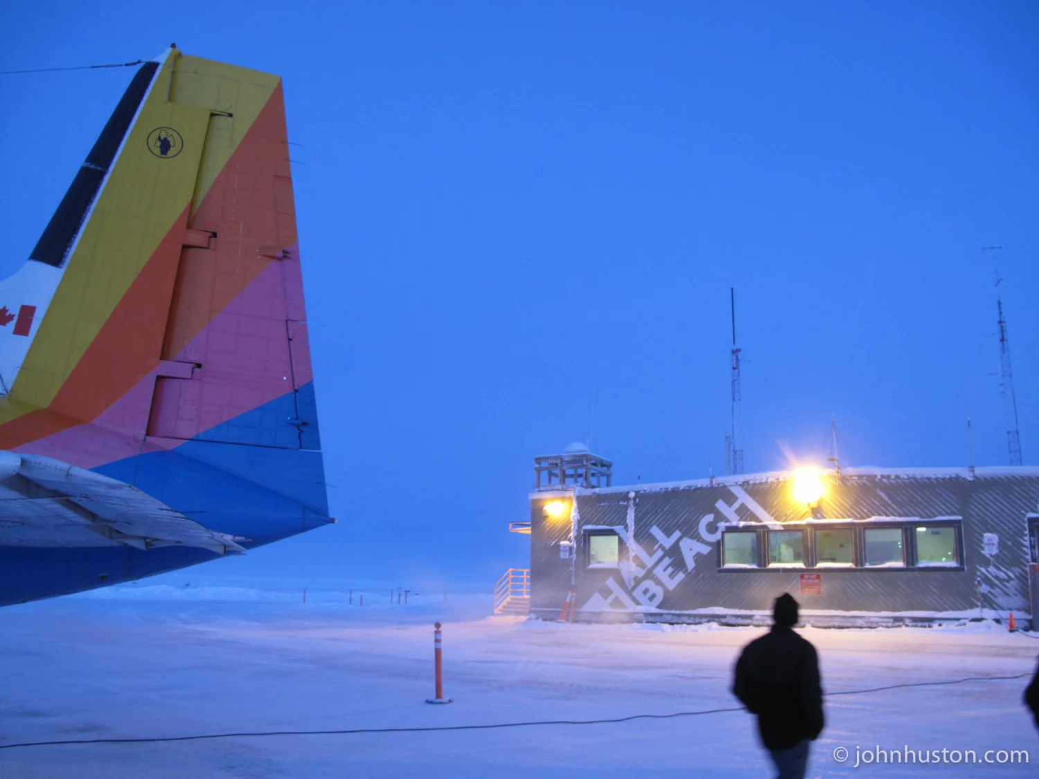 Stopping to refuel in the tiny airport of Hall Beach.