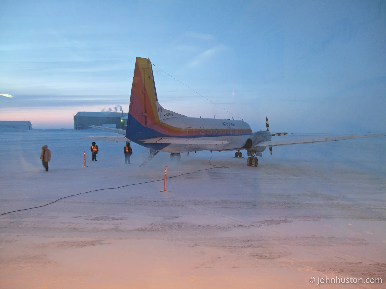 Our plane on the runway in Hall Beach.