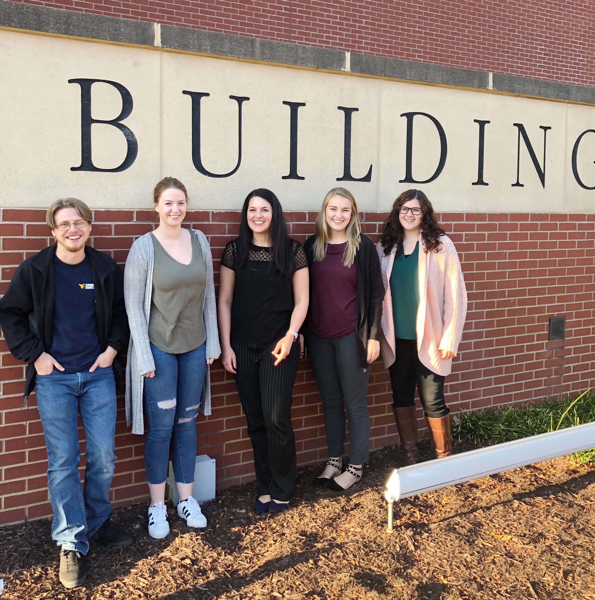Fall 2019: (From left to right): Freddie Graybill (Undergraduate student), Jenni Owsiany (Doctoral Student), Kathryn Kestner, Kacey Finch (Doctoral Student), Bri Sarno (Doctoral Student)
