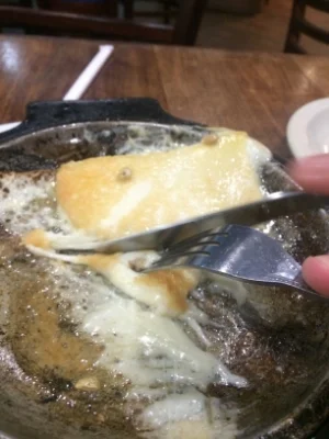 Flaming Ouzo Cheese Pancake