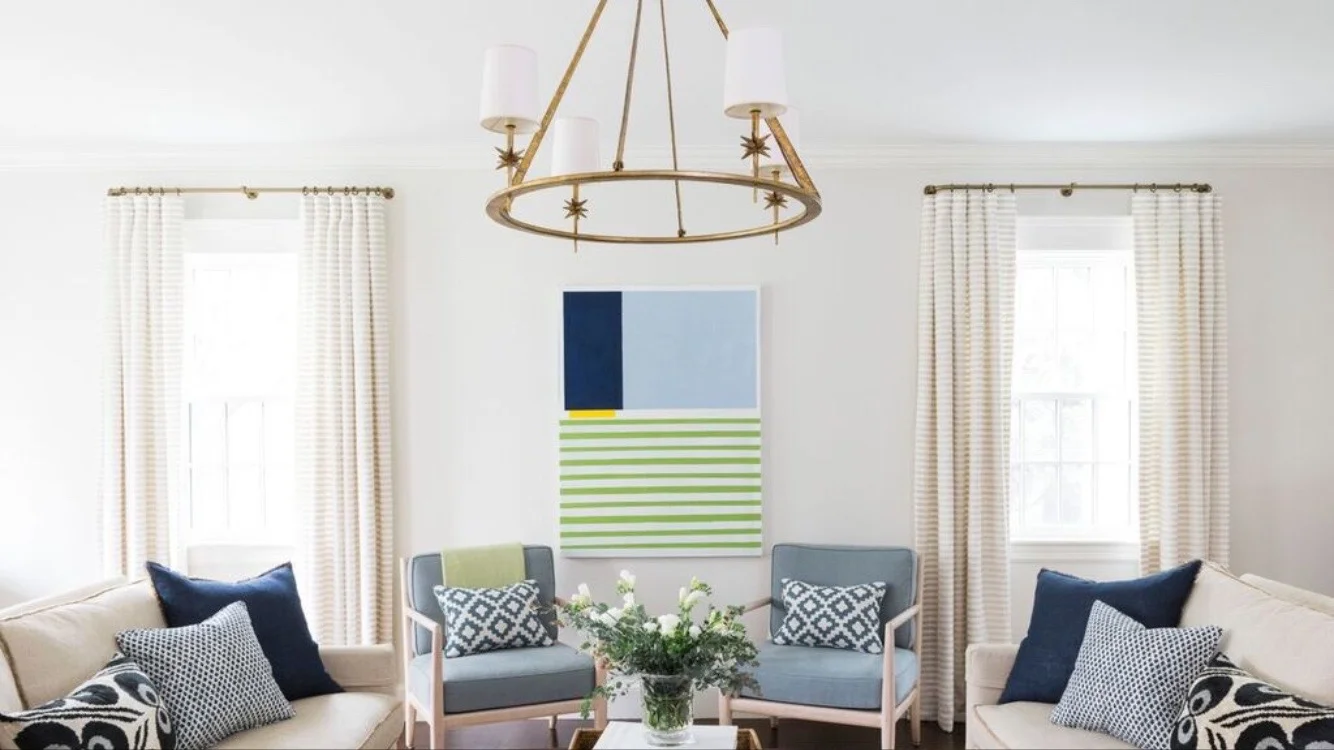 Painting installation in Wellesley, MA / interior design: Huffard House