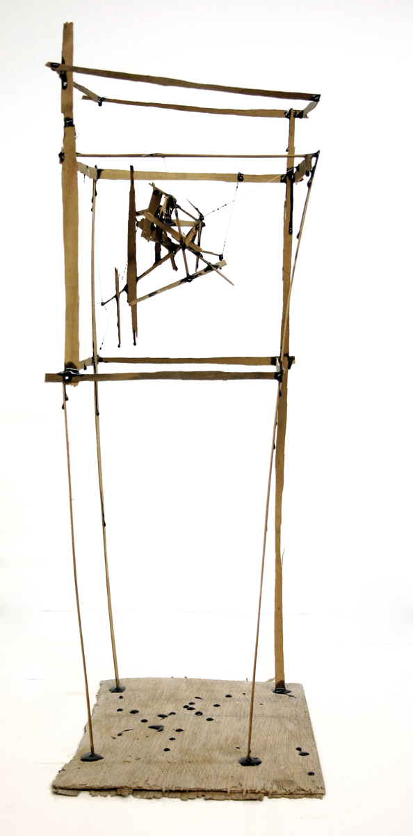 Untitled splinter study 6”x10”x16”h Wood, epoxy/graphite mix, thread 2011