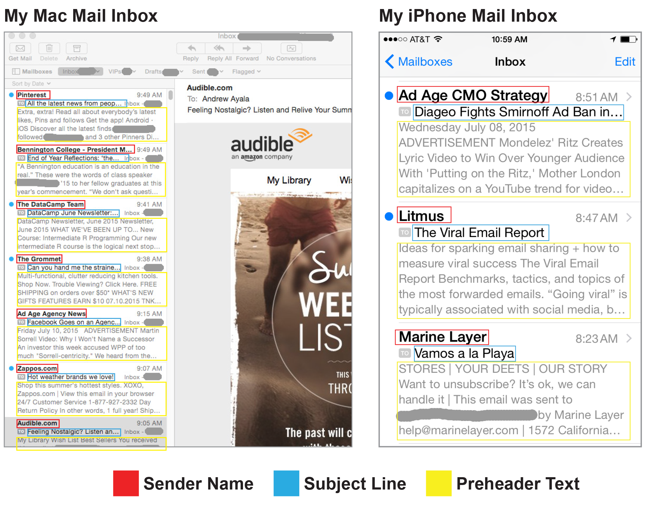Screen Caps of Two Inboxes