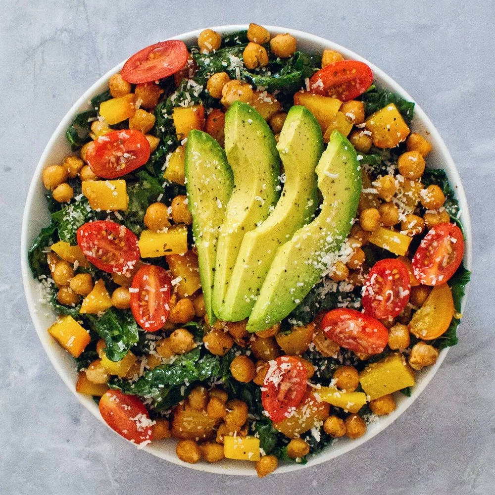 Kale Salad with Roasted Chickpeas & Golden Beets