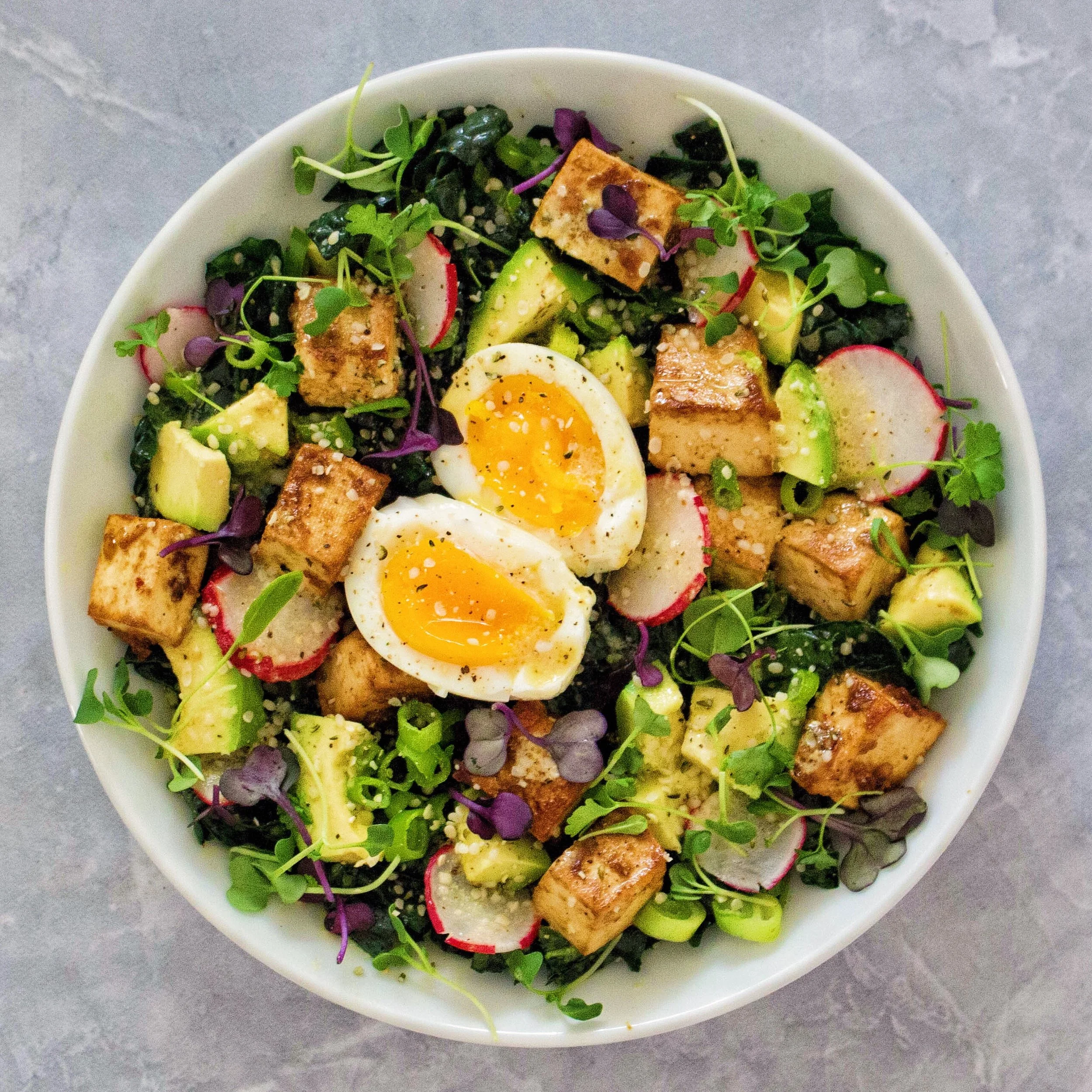 Kale Salad with Miso Ginger Tofu
