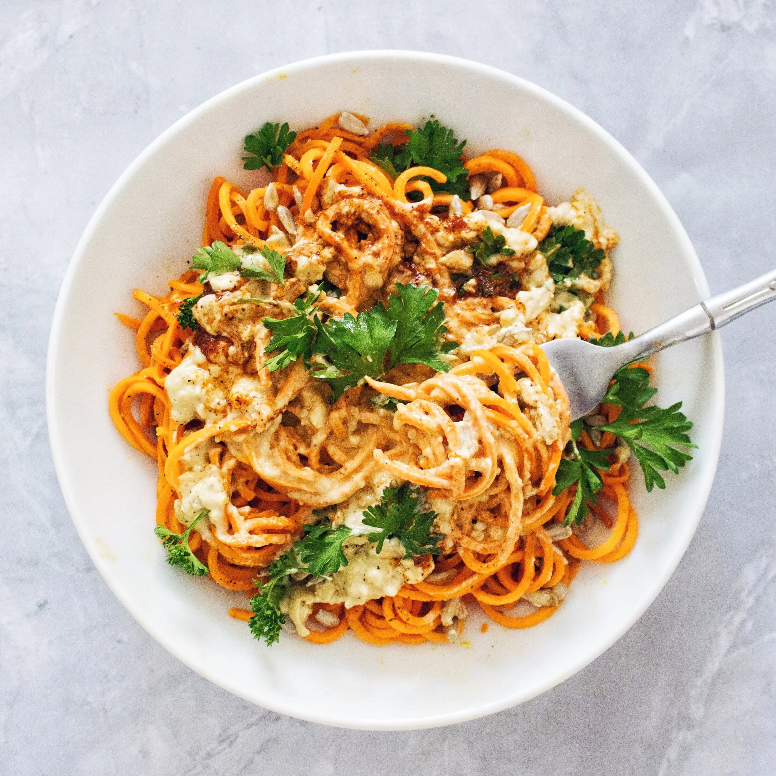Sweet Potato Noodles with Garlic Sauce